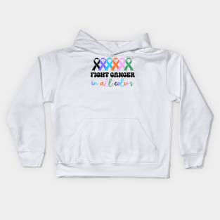 Multi colored ribbons cancer awareness Kids Hoodie